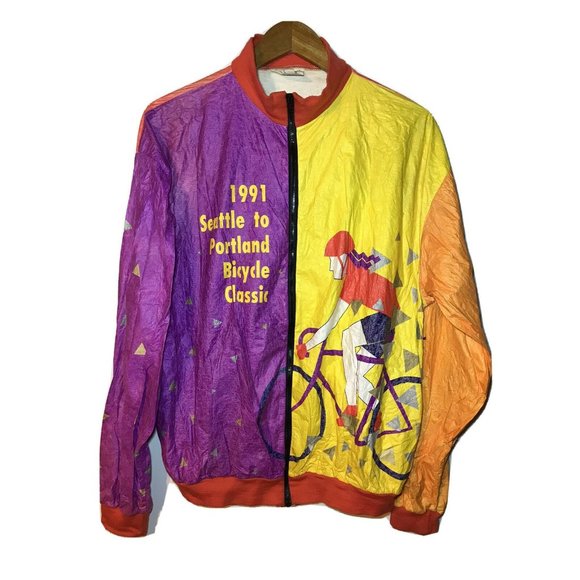 Vtg 90s 1991 SEATTLE TO PORTLAND JACKET XL CYCLING BIKE STARBUCKS COFFEE - Picture 1 of 6